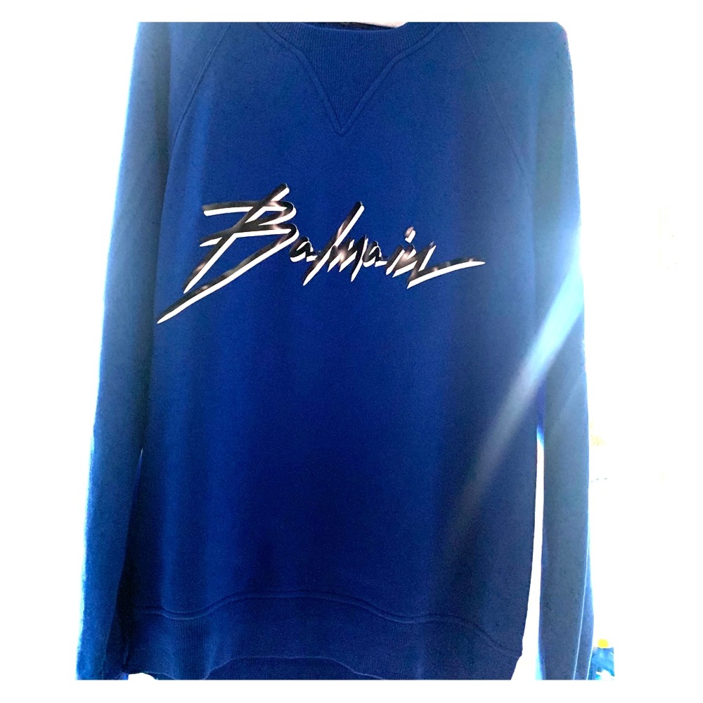 BALMAIN SIGNATURE SWEATSHIRT- BLUE